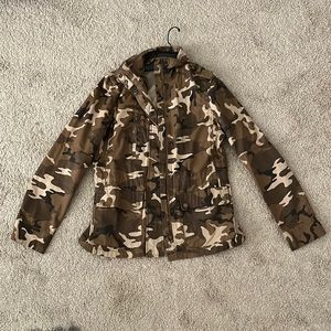 Brown and tan army print jacket